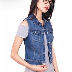 Wax Jean Denim Size S Classic Denim Vest w Flip Pockets